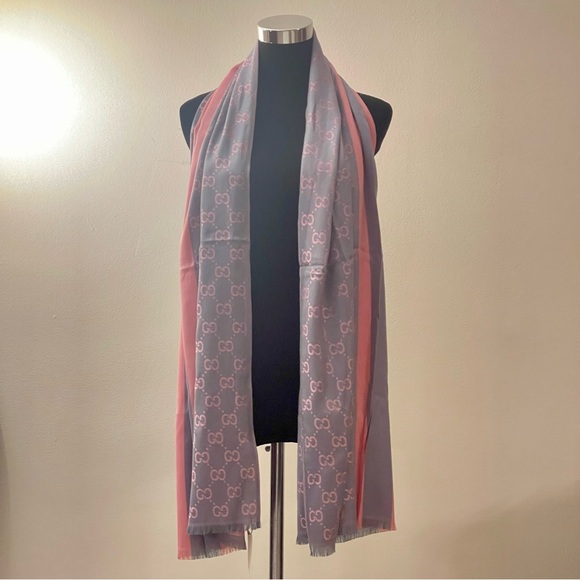 Monogram Oversized Scarf - Gray & Pink - Picture 7 of 7